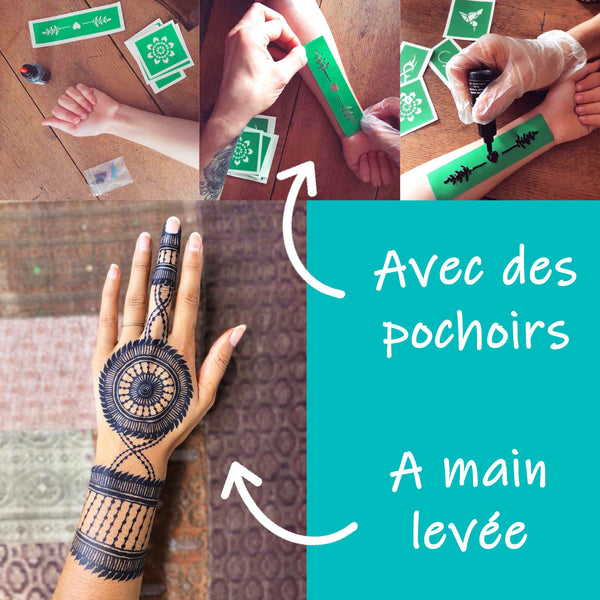 GEL DE JAGUA - tatouages temporaires - tatouages éphémères - Kit jagua (1 gel + 5 pochoirs)