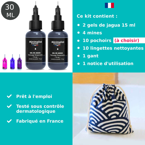 GEL DE JAGUA - tatouages temporaires - tatouages éphémères - Kit jagua (2 gels + 10 pochoirs)