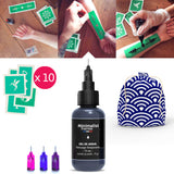 KIT - tatouages temporaires - tatouages éphémères - Kit Jagua (1 gel 15 ml + 10 pochoirs)