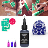 KIT - tatouages temporaires - tatouages éphémères - Kit Jagua (1 gel 15 ml + 5 pochoirs)