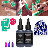 KIT - tatouages temporaires - tatouages éphémères - Kit Jagua (2 gels 15 ml + 20 pochoirs)
